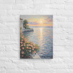 Peaceful Sunrise by Water Printing Canvas Wallart, Sunrise Landscape Wall Decor, Sunrise by the Lake Wall Art