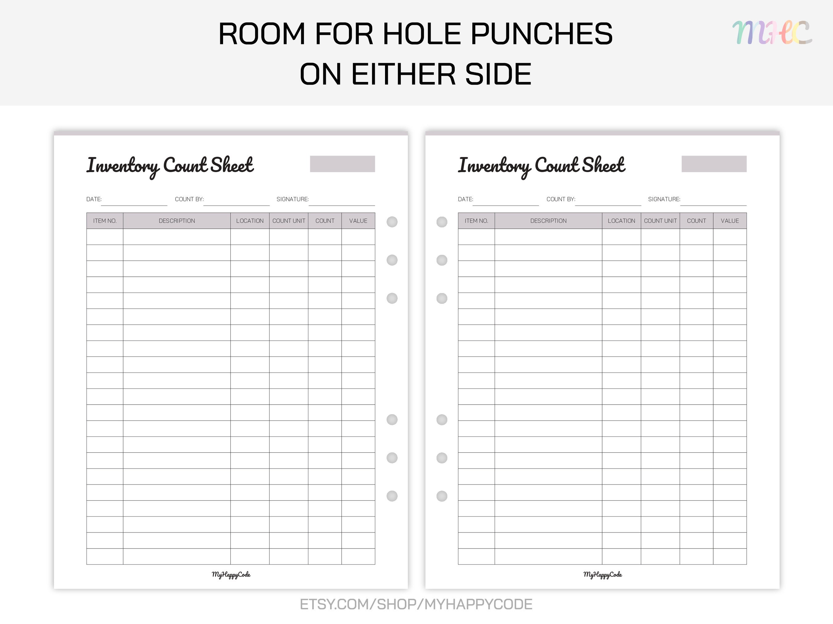 Inventory Cycle Counting Sheet Printable, Inventory Count Sheet