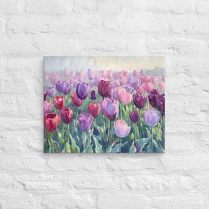 Lavender Purple Tulips Printing Canvas Wallart, Purplish Tulips Printing Canvas Wallart, Purplish Floral Wall Art