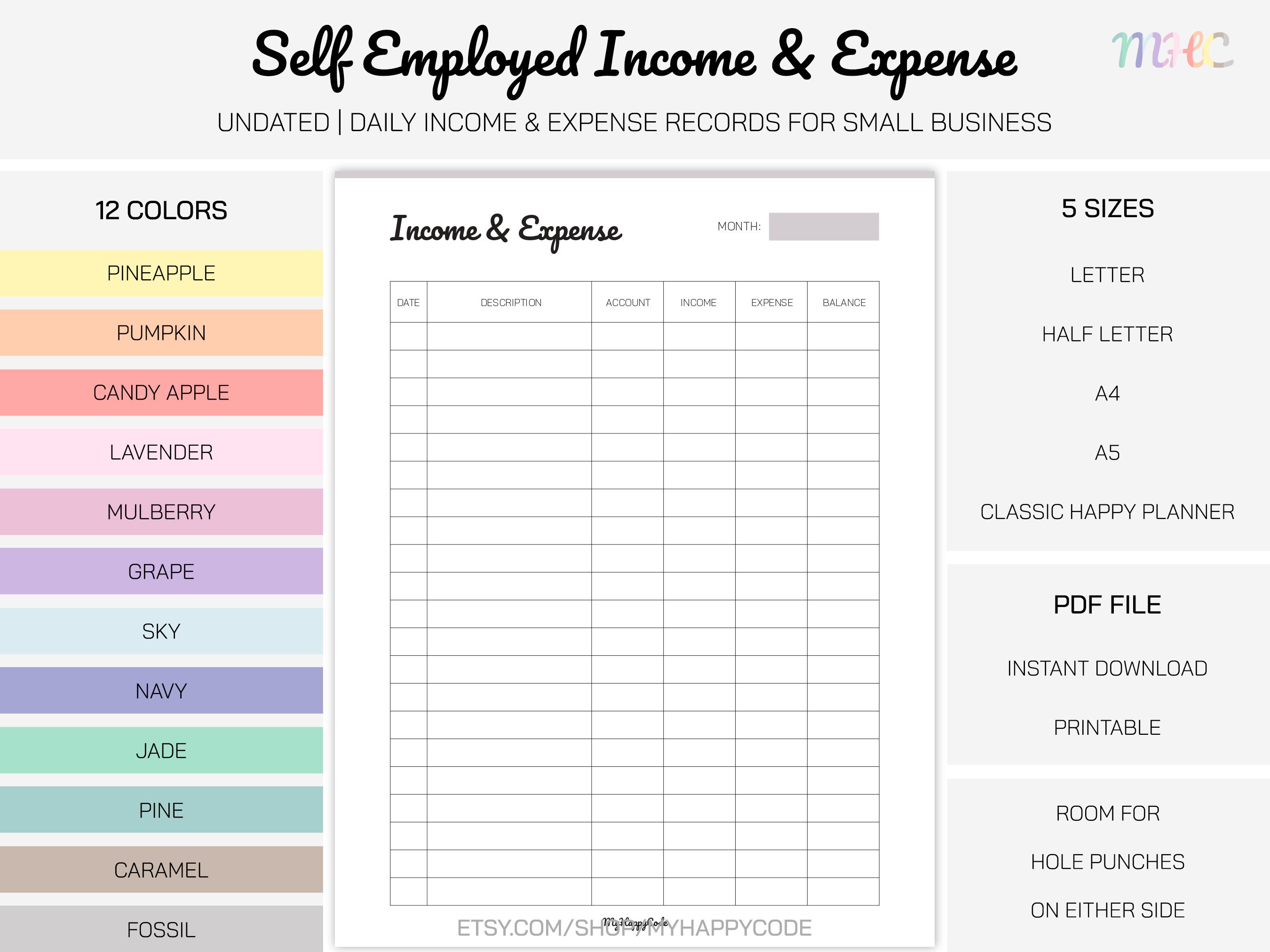 Daily Income And Expense Tracker Printable Daily Income And Expense 