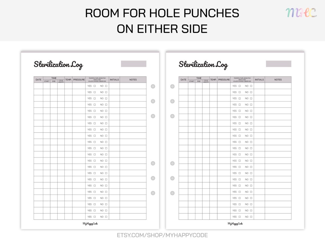 Sterilization Log Printable, Sterilization Tracker Printable Etsy