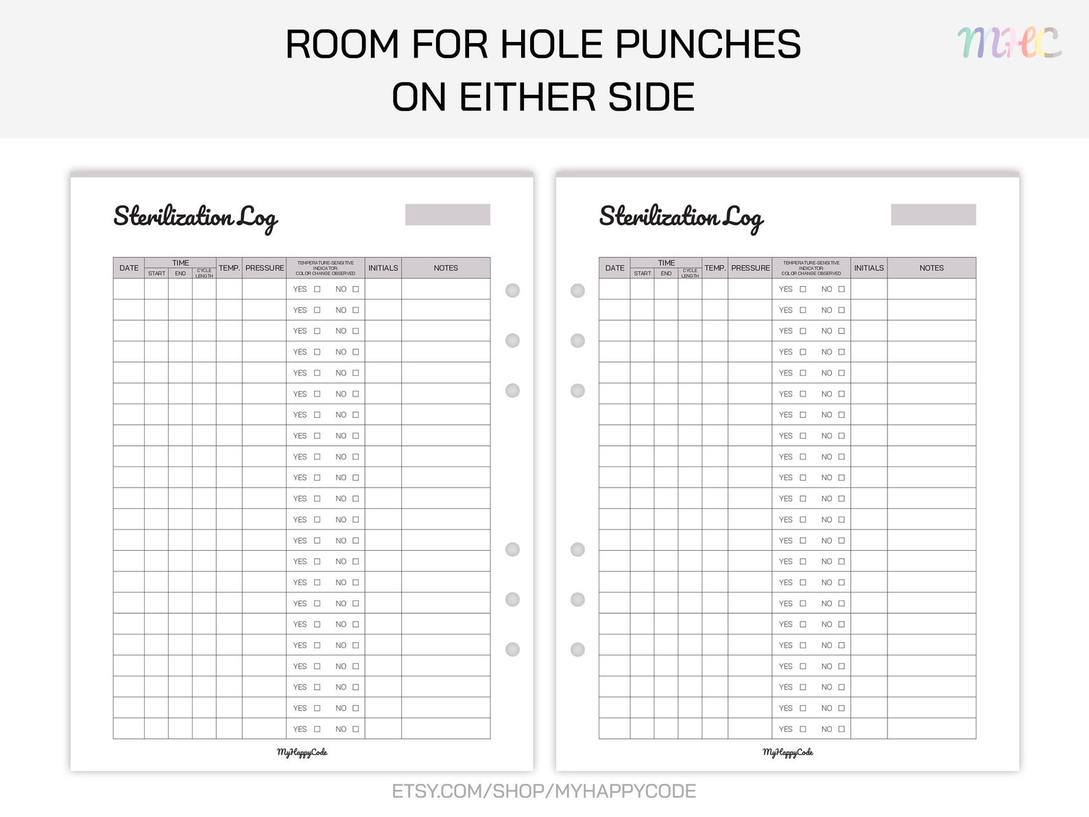 Sterilization Log Printable, Sterilization Tracker Printable Etsy