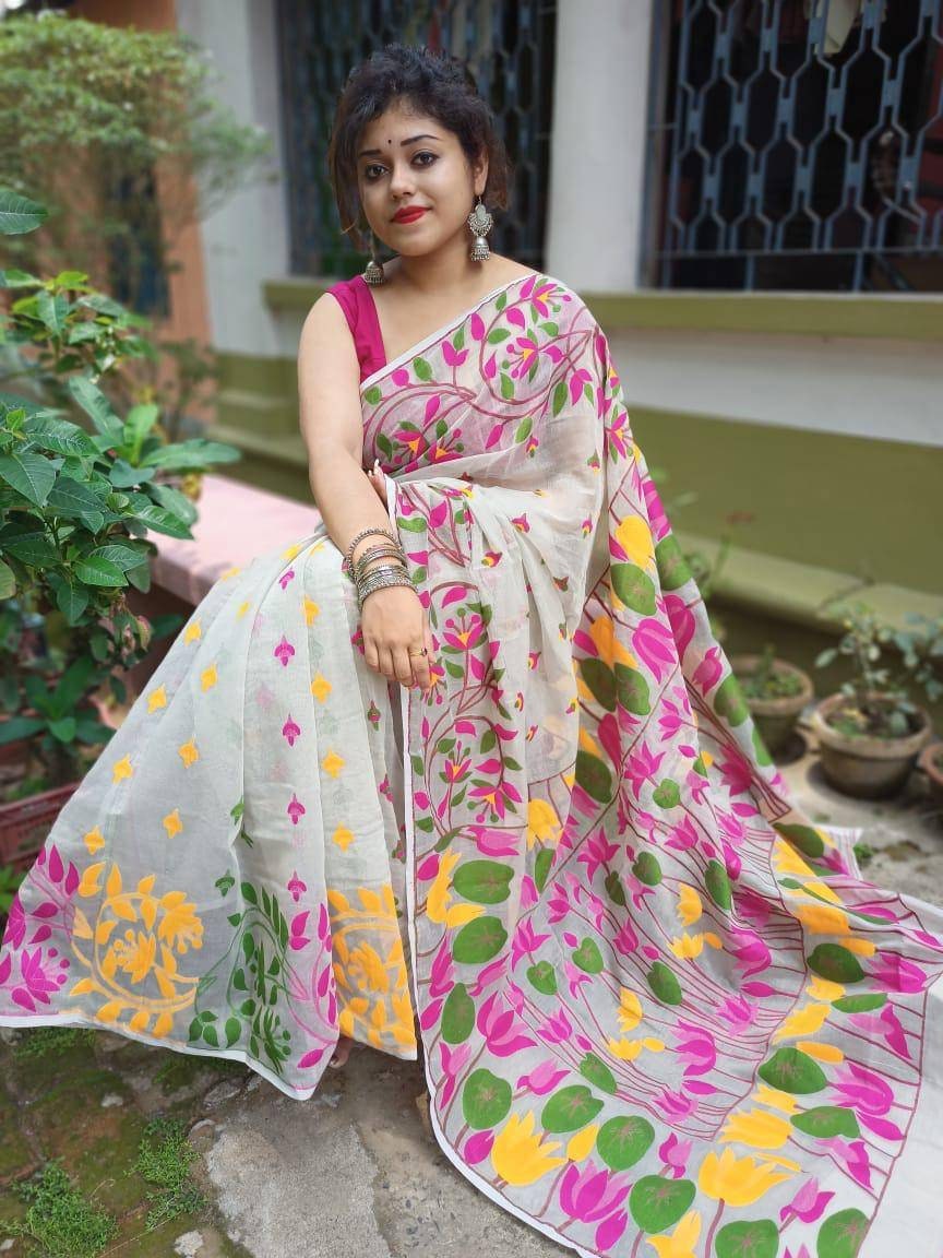 Traditional Indian Handloom Allbody Design Soft Dhakai Jamdani - Etsy