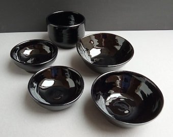 Handmade black ceramic bowls