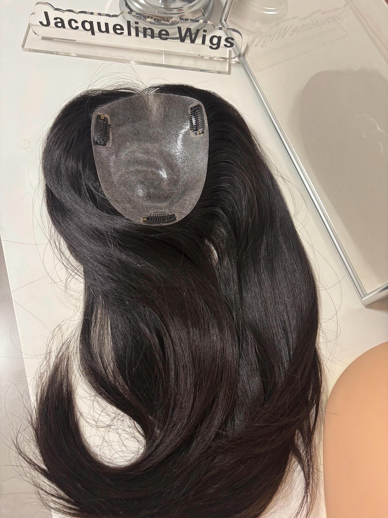 18” Thin Skin PU Base Hair Topper, Natural Color Women Topper, 13x17cm ...