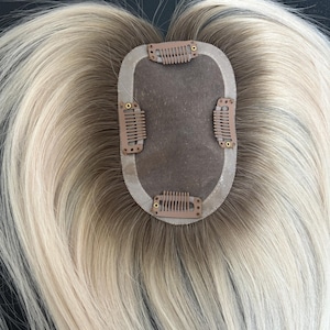 European Human Hair Topper: Blonde Mono Base, 3x5&quot;, 12-16&quot;