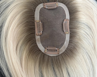 European Human Hair Topper: Blonde Mono Base, 3x5&quot;, 12-16&quot;