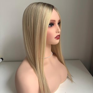 Blonde Remy Human Hair Topper: 6.5x7&quot; Silk Base Hairpiece