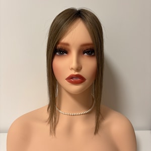 Ashy Brown Remy Human Hair Topper: Fine Mono Lace Front (3x5.5”)