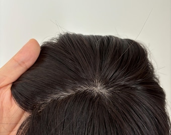 Stock Remy Human Hair Silk Base Topper, full hand-tied silk top Free Parting Hairpiece, women toppers for thinning hair, hair loss solution