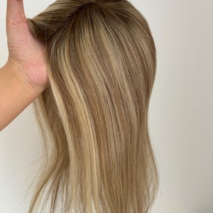 14x15 cm Mono Basis Blonde Farbe Remy Echthaar Topper, Clip in Krone Topper für dünner werdendes Haar, Frauen Topper, Geschenke für Frauen, Geschenke für die Frau