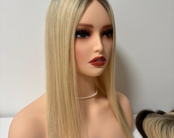 Extensiones de cabello humano Remy de 5 x 6 pulgadas: Base monocromática rubia con clip