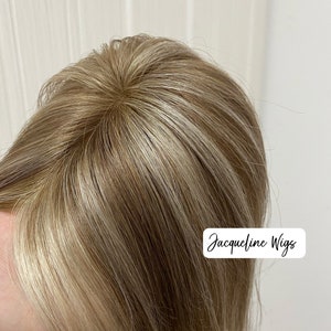 3x5&quot; European Human Hair Topper: Blonde Mono Top Hairpiece, 12-16” women toppers