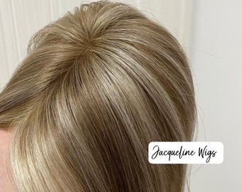 3x5&quot; European Human Hair Topper: Blonde Mono Top Hairpiece, clip in hair topper, women toppers, thinning hair solution, natural density hair