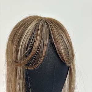 瞬時にボリュームアップできる前髪付きの贅沢なヘアトッパー、女性用 3x4 インチモノベースヘアピース、薄毛対策、快適なヘアピース