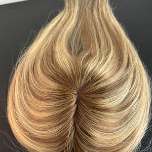 European Human Hair Topper: Blonde Mono Base, Thinning Hair (3x5”)