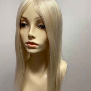 Ashy Blonde 8x8&#39;&#39; JESSICA 15-16&#39;&#39; 130% Density Skin Human Hair Topper for Thinning Hair|Hair Loss Topper. Hair topper for volume