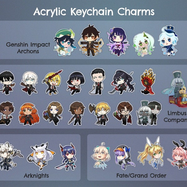 FGO, Arknights, Genshin and Limbus Company charms