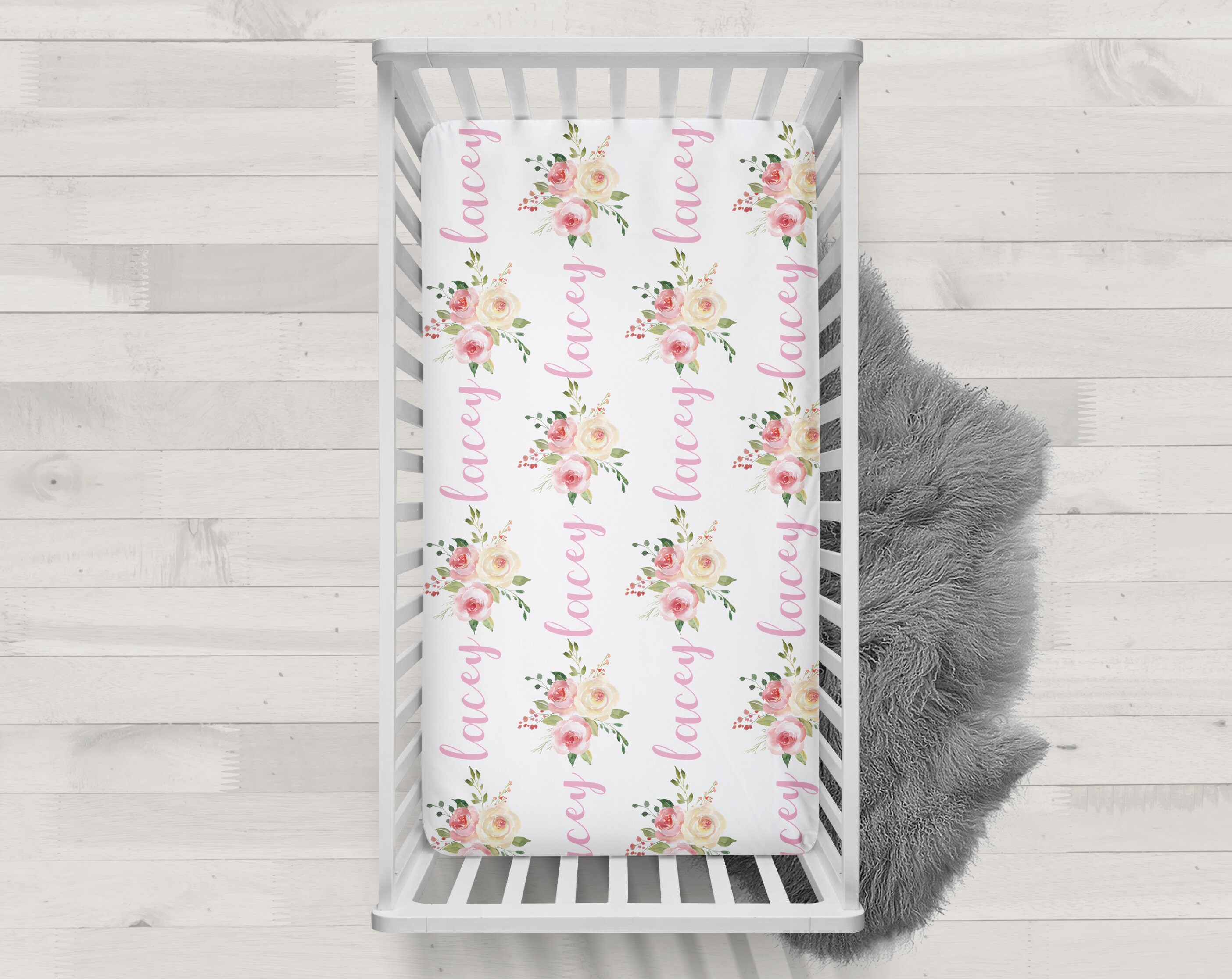 Personalized Pink Flower Blanket Baby Name Blanket Girl Etsy