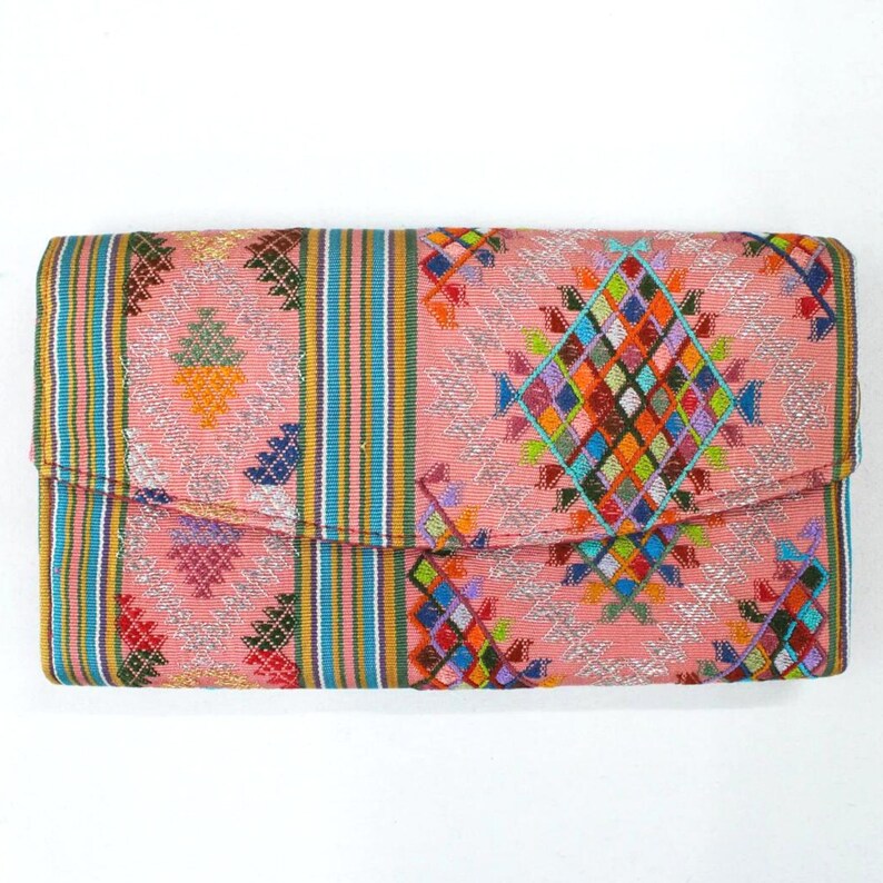 Handmade Silk Clutch Purse with 5 Compartments, Pink Designer Wallet shops for Girls, Beautiful Zippered Wallet for Cash/Phone