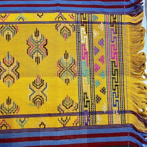 Handmade Cotton Runner for Dining Table, Multicolor Geometric Pattern Tablecloth, Farmhouse Kitchen and Tableware