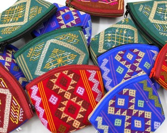 4 stuks handgemaakte Bhutanese zijden portemonnee, met ritssluiting, leuk make-upzakje voor meisjes, handgemaakte kousvuller voor vrouwen