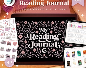 Purple Digital Reading Journal: GoodNotes Template, Book Tracker & Stickers (PDF Download)