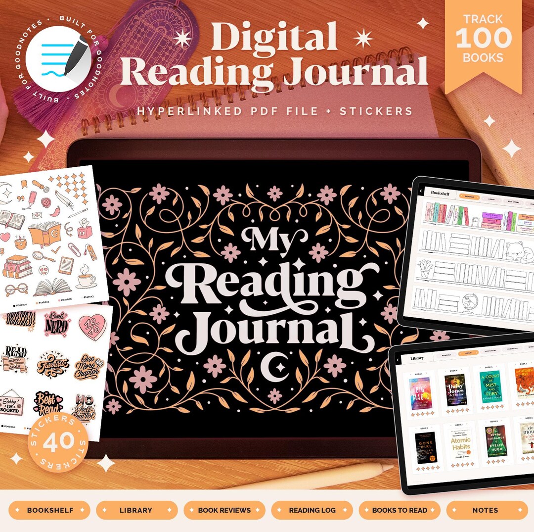 Digital Reading Journal: Goodnotes Planner, Book Tracker & Stickers ...