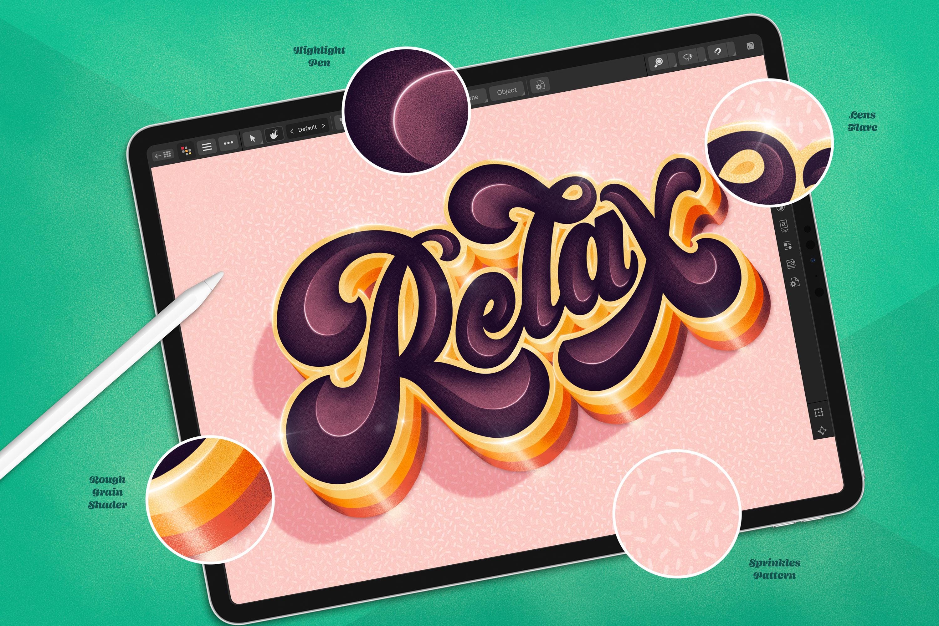 Affinity Lettering 3D Lettering Toolkit for Affinity: Brushes, Textures, Alphabets ...