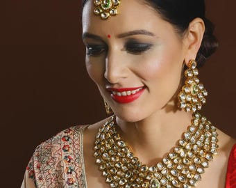 Kundan Necklace Set: Gold Plated Indian Jewelry
