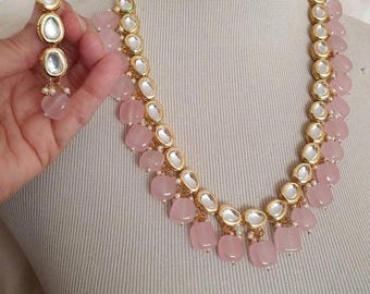Conjunto de gargantilla Kundan Polki: joyería Bollywood Meenakari