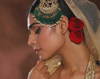Green Kundan Passa Jhoomar: joyería nupcial punjabi
