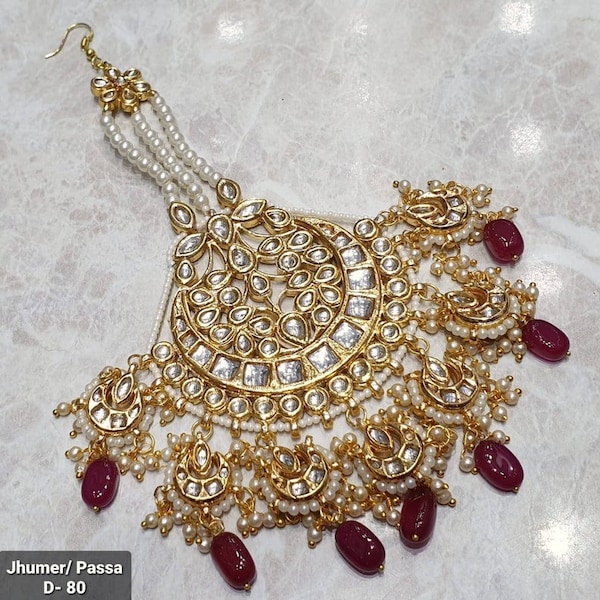 Jhumar, Side Maang tikka, Bridal Maangtikka, passa,Indian wedding jewelry, pakistani bridal tika, bridal passa, Dazzling Passa Maang Tika
