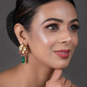 Perle Kundan Ohrstecker: Indische Gold Ton Schmuck