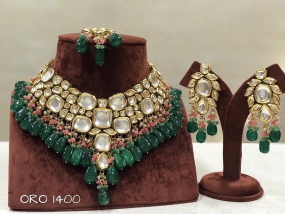 Amazon.com: Aradhya Green Gold Plated Kundan Necklace Set for Women :  Everything Else