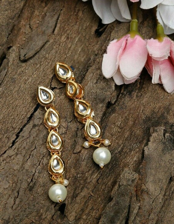 Small kundan earrings clearance
