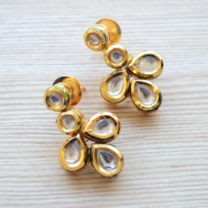 Kundan Polki Earrings, Indian Jhumki drop earring for weddings, party wear traditional jhumka for girls, ethnic Jaipur jadau jewelry