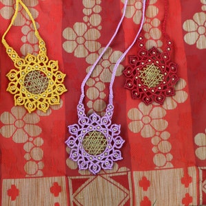 Sri Yantra Mandala Pendant, Sri Yantra Necklace Macrame, Macrame Necklace, Sacred Geometry, Devi, Goddess, Tantra, Mandala Necklace