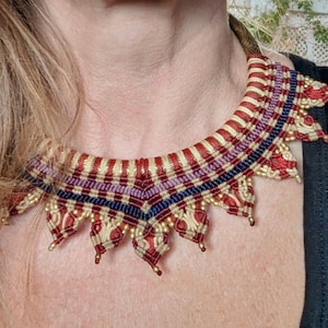 Macrame Choker Goa, Elven Jewelry, Ethnic Choker, Tribal, Brass Hoops with Macrame, Festival