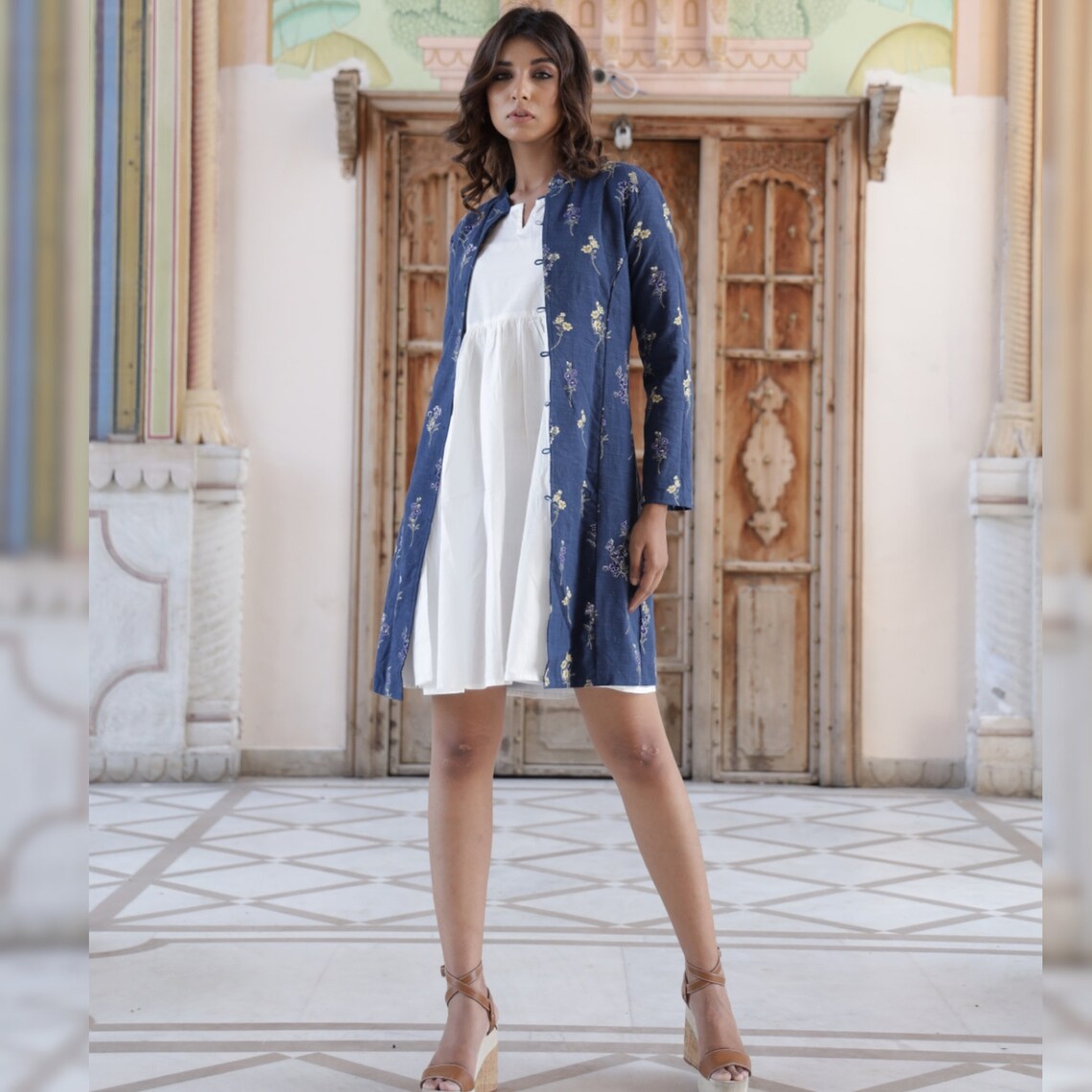 Reversible Jacket with White Dress/ Women Dress/ Cotton Etsy