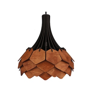 Wooden lamp hanging chandelier TANGAL