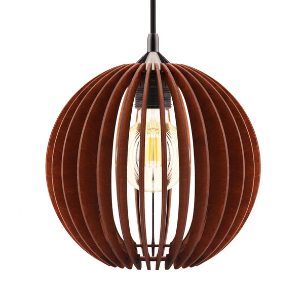 Lustre suspendu en bois de lampe RIZAR brun