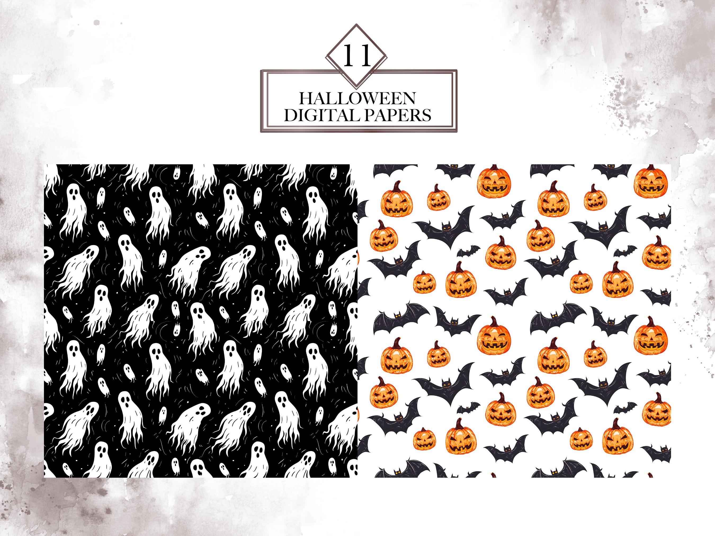 Halloween Digital Papers PNG Bundle, 12x12 Digital Paper, Seamless ...