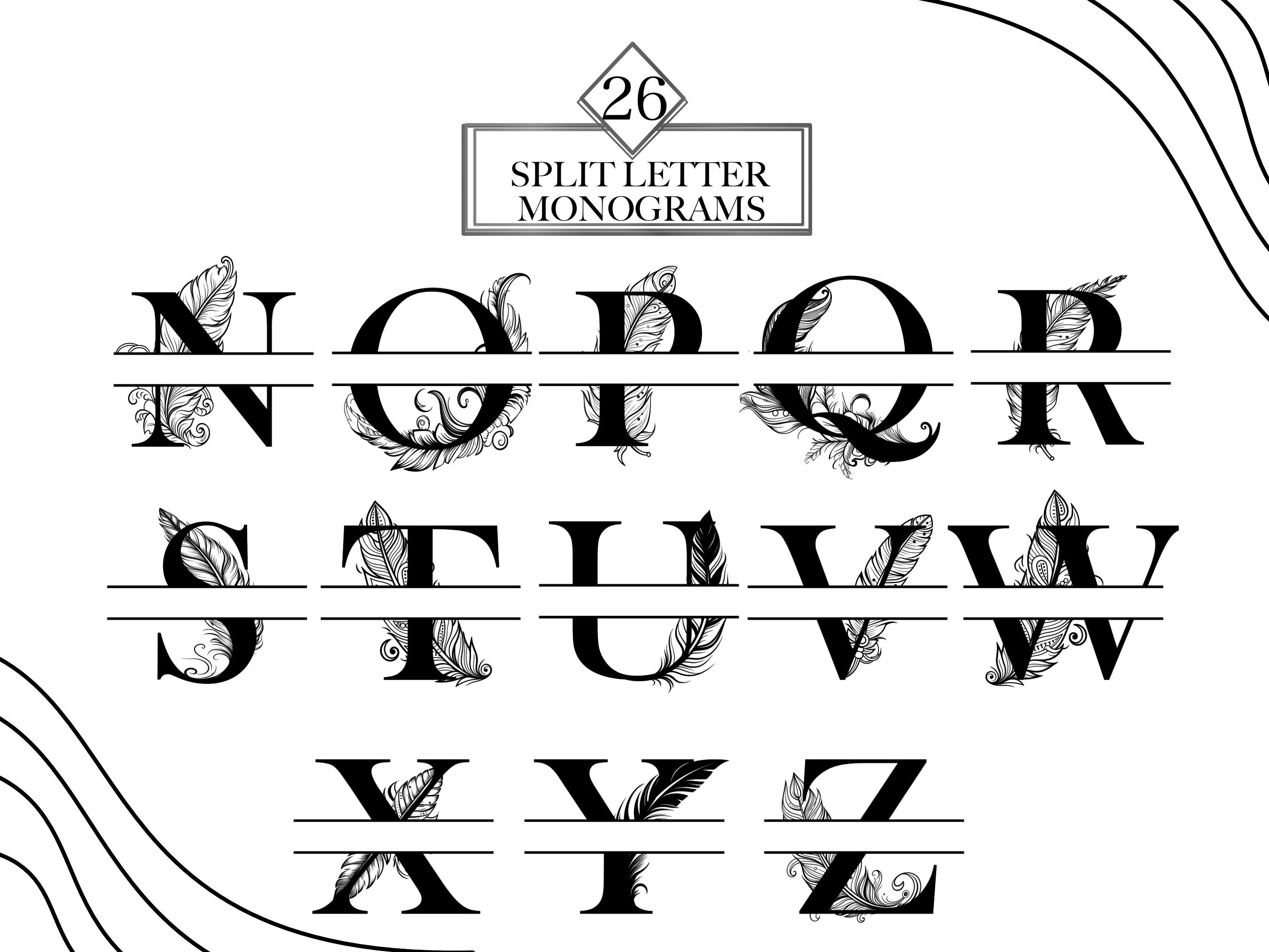 Native Feather Monogram PNG & SVG Clipart Bundle, Letter Monogram SVG ...