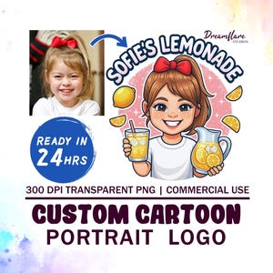 Custom Cartoon Portrait Logo Design, Custom Logo Portrait, Custom Brand Logo, Avatar Photo To Cartoon PNG, Digital Download, Commercial Use