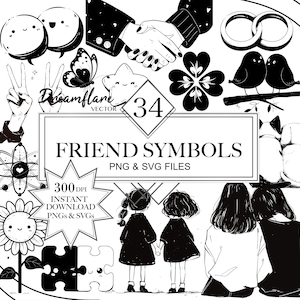 Friendship Symbols PNG & SVG Bundle, Friends svg, Hands Clipart, Digital Stamp, Friendship Day PNG, Digital Download File, Commercial Use