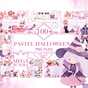 Pastel Halloween Clipart Mega Bundle, Pastel Halloween PNG, Spooky Cute Halloween, Trick Or Treat PNG, Digital Download, Commercial Use