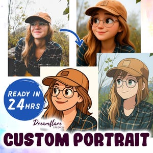Custom Portrait Design PNG, Minimalist Cartoon Illustration, Personalized Portrait, Custom Gift, Custom Portrait Drawing, Digital Download