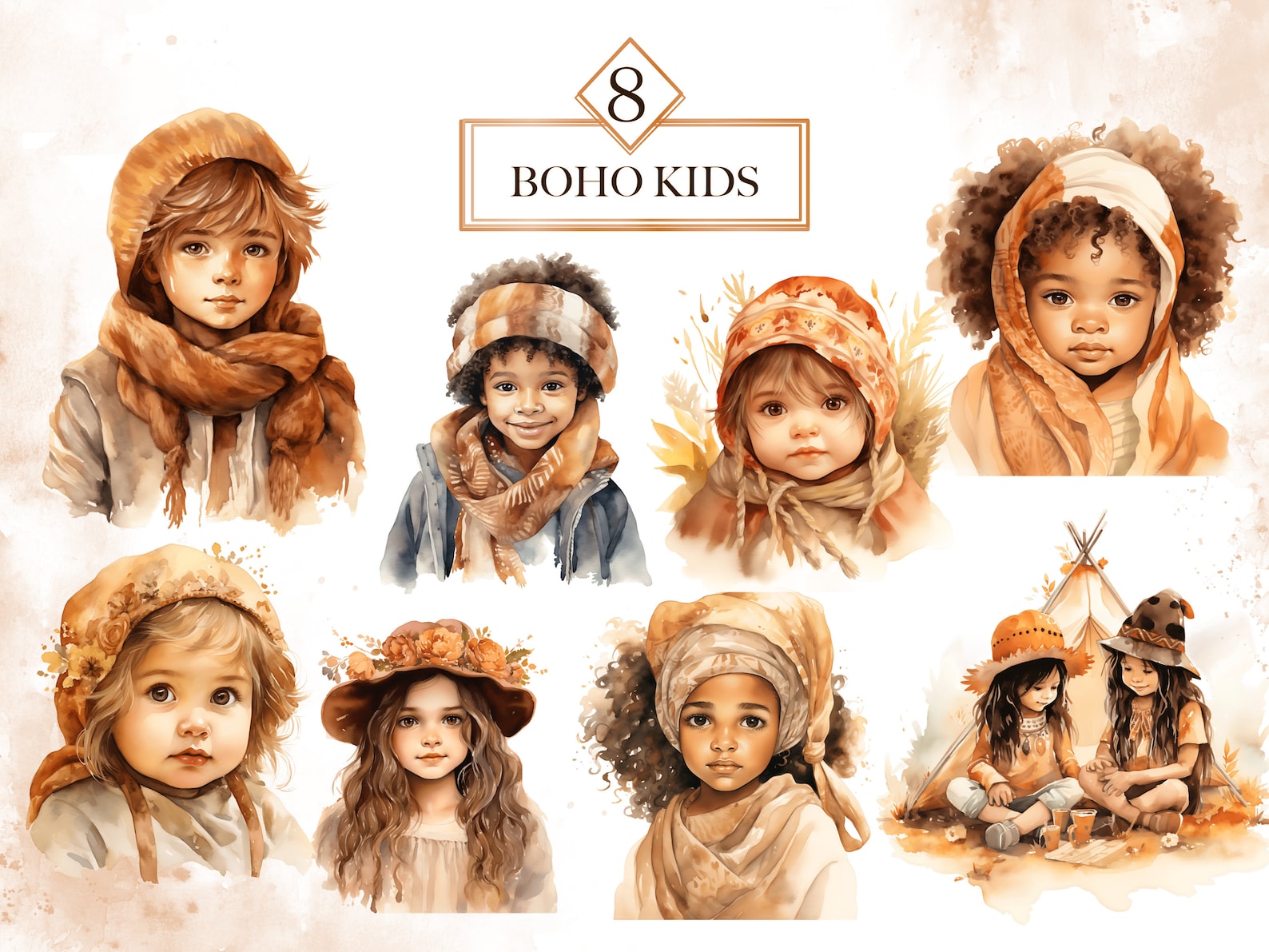 Watercolor Boho People Clipart Bundle, Bohemian Woman PNG, Bohemian Men ...