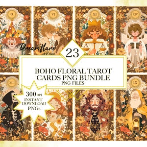 Floral Tarot Cards PNG Bundle, Gothic Clipart, Witch Clipart, Digital Illustration, Mystical Graphics, Wiccan PNG File, Commercial Use